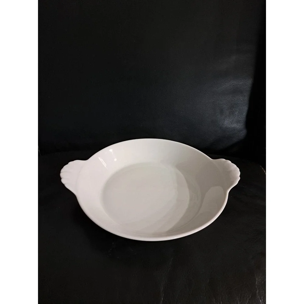 Pillivuyt French Porcelain  Round Au Gratin‎ Oven Dish Set Of 2  EUC